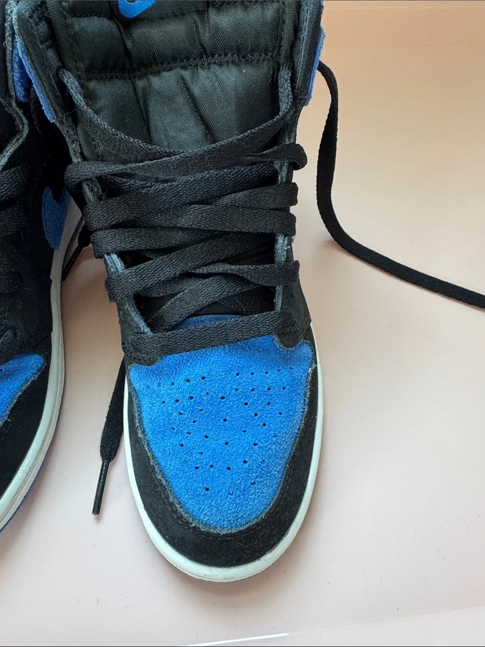 Nike Air Jordan 1 Retro High Youth Suede Sneakers Blue and Black Size 3Y